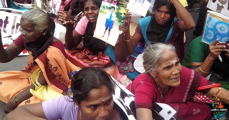 Families of disappeared protest in Jaffna