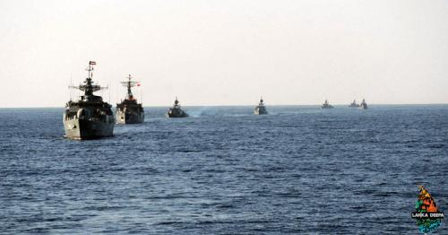 Three Iranian Naval ships in the island