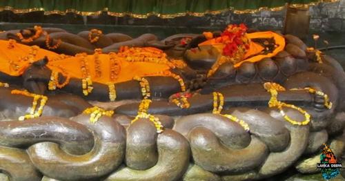 1400 Years old sculptural marvel of sleeping Vishnu on a single stone